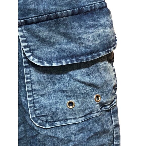 Boho Cowgirl Sweetheart Off Shoulder Denim Romper Key Hole Accent Pockets Sz 1X - Picture 9 of 16